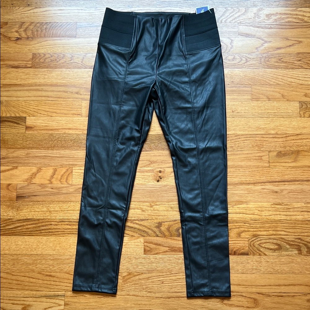Ci Sono Faux Leather Black Straight Leg Pants